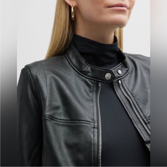 Spanx II Moto Jacket Luxe Black Faux Leather Zip Front New With Tags - Picture 6 of 12